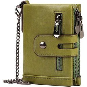 New Chain Wallet Genuine Leather Green
